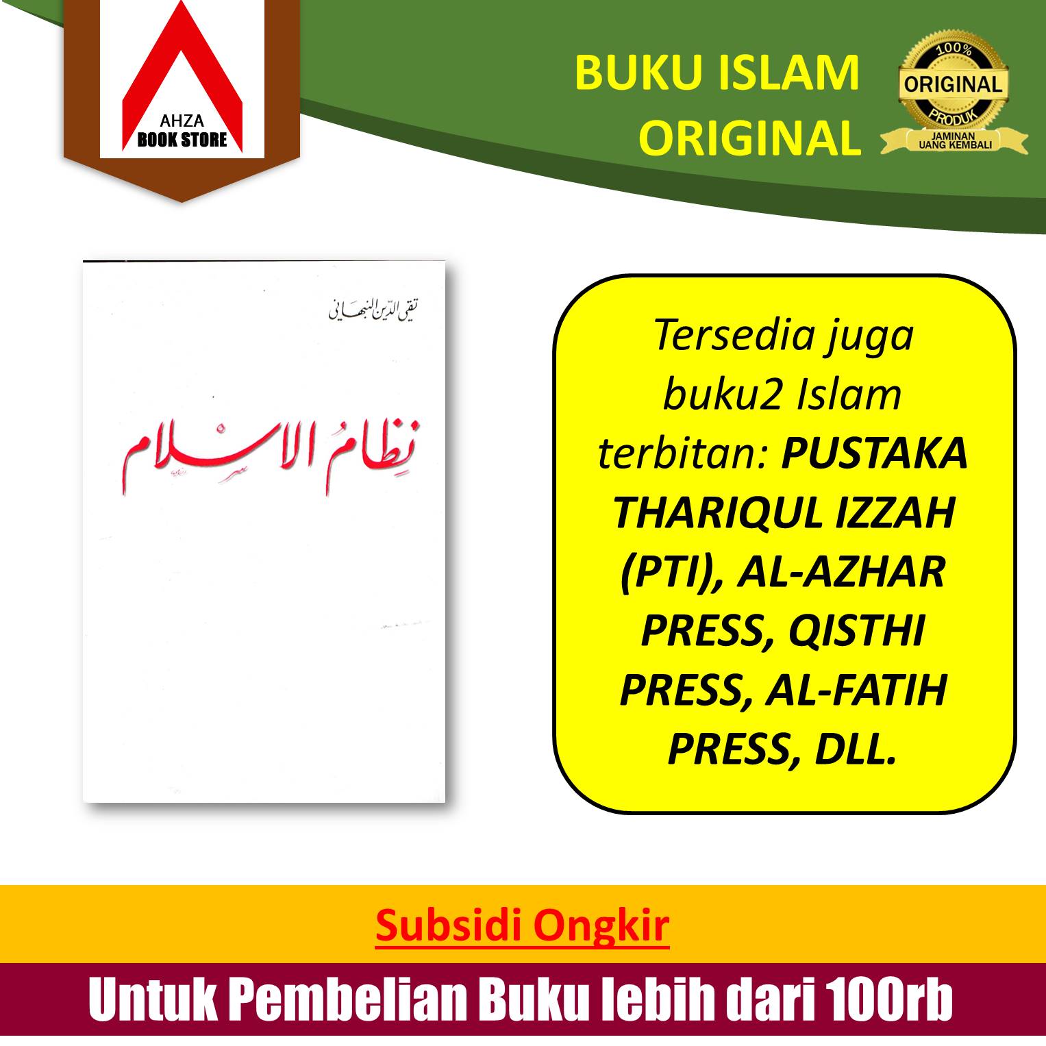 Buku Islam Kitab Arab Nizham al Islam